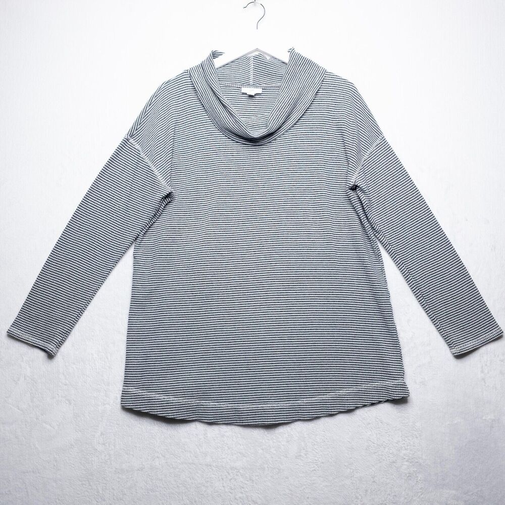 J. Jill Black and White Striped Long Sleeve Top